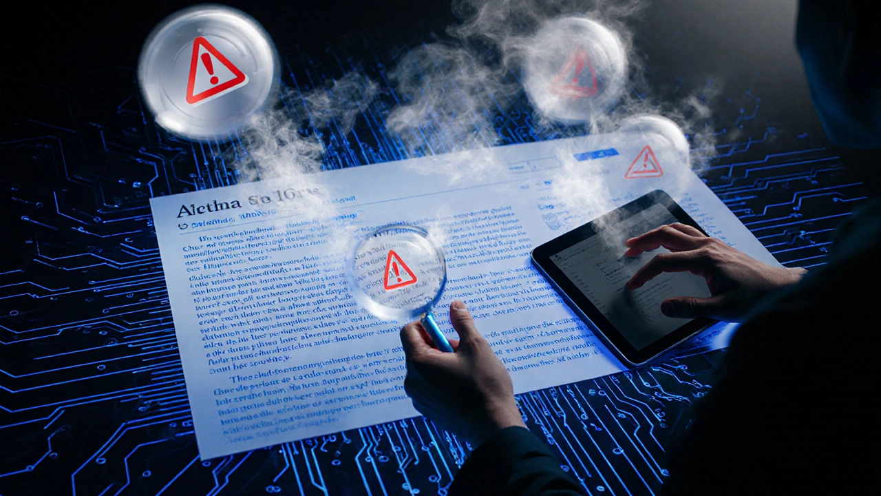 AI-generated Wikipedia text with unstable citations being verified by a human hand.