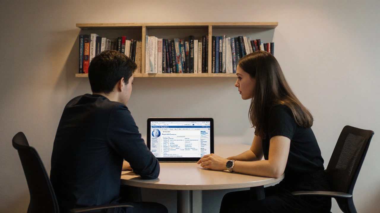 A journalist and Wikimedia staff member reviewing Wikipedia&#039;s edit timeline together, focused on factual accuracy.