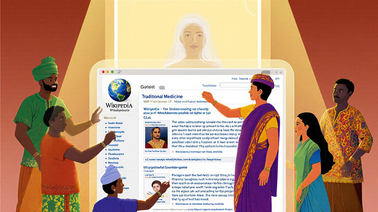 Diverse global editors collaboratively improving Wikipedia articles on indigenous knowledge.