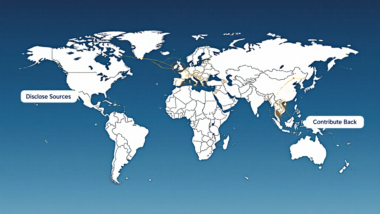 Global map showing Wikipedia editors connecting to policy centers with AI models