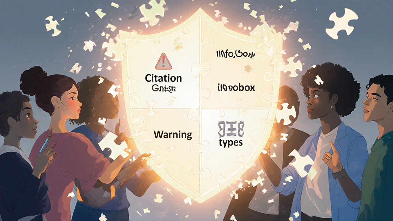 Protective shield of template types blocking syntax errors, with editors using the tool confidently.