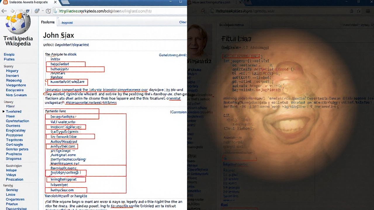 Split-screen: broken template code on left, clean TemplateWizard form on right during Wikipedia editing.