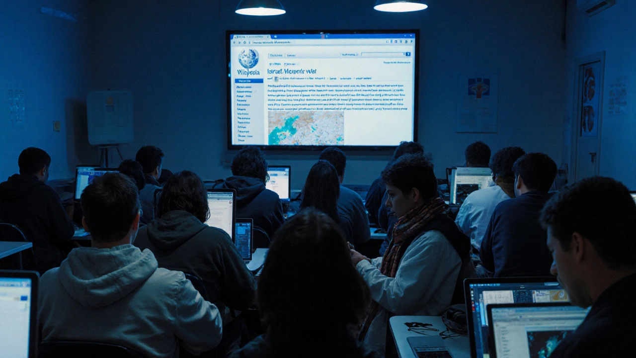 Volunteers from around the world editing a Wikipedia article in real time.