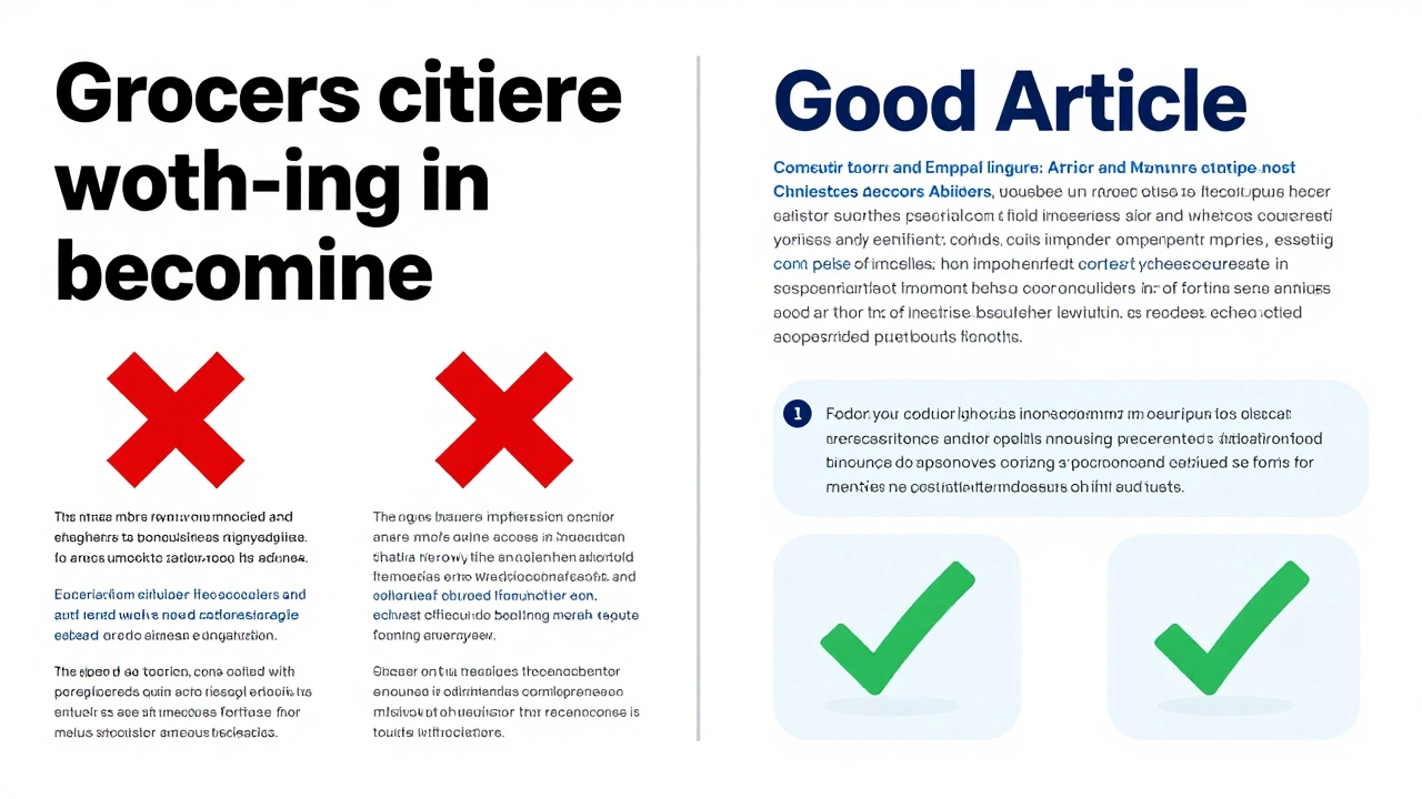 Comparison of poorly written article versus properly sourced Good Article.
