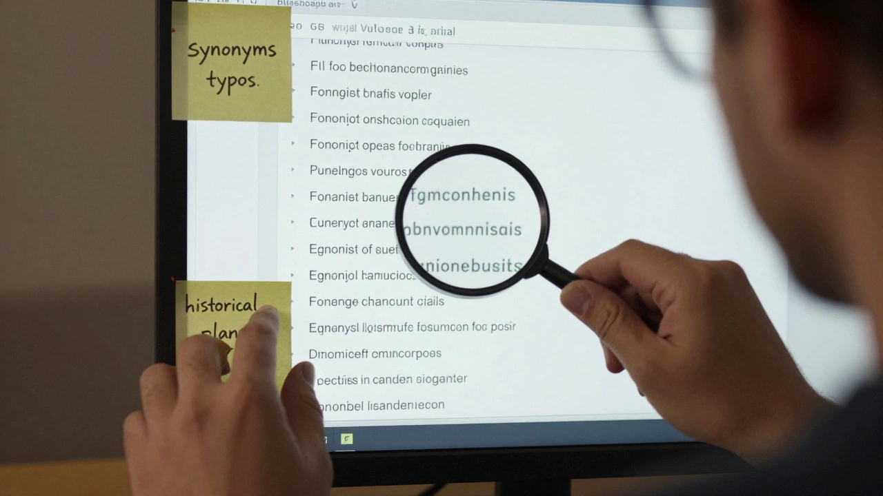 Editor reviewing redirect chains on a monitor, surrounded by notes about language variations.