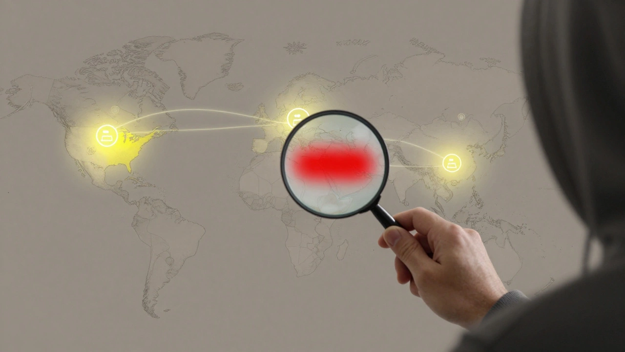 Global map showing anonymous Wikipedia edits with a hidden IP address under magnification.