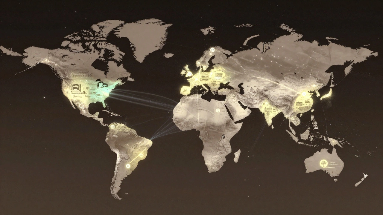 Global map showing connections between universities and Wikipedia articles being improved worldwide.