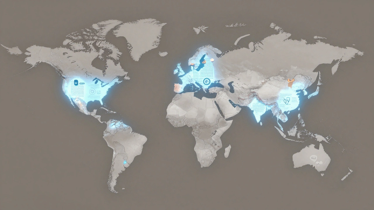 Global map showing Wikipedia medical edits from volunteers across continents, with glowing hotspots.