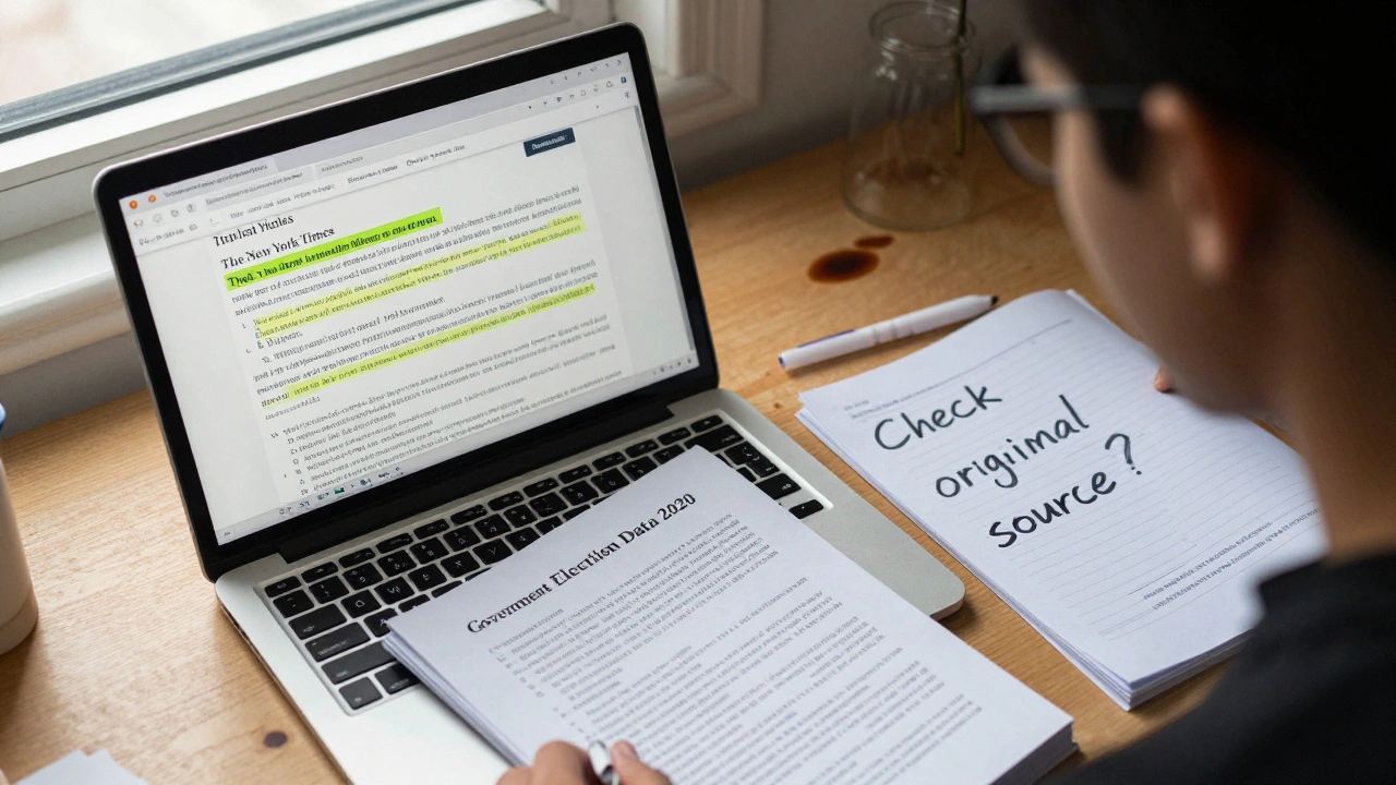 Research desk with Wikipedia open beside original government data and handwritten notes.