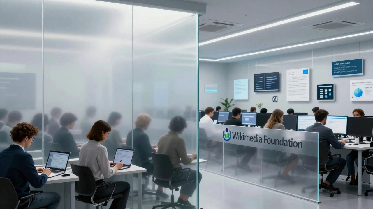 Translucent barrier separating anonymous editors from corporate data trackers.