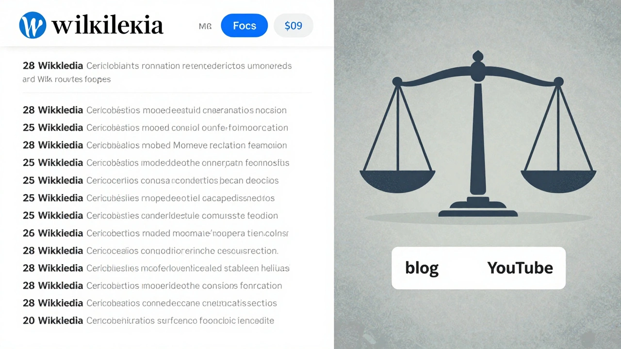 Two Wikipedia articles side by side, one with many citations and one with few, symbolizing trust differences.
