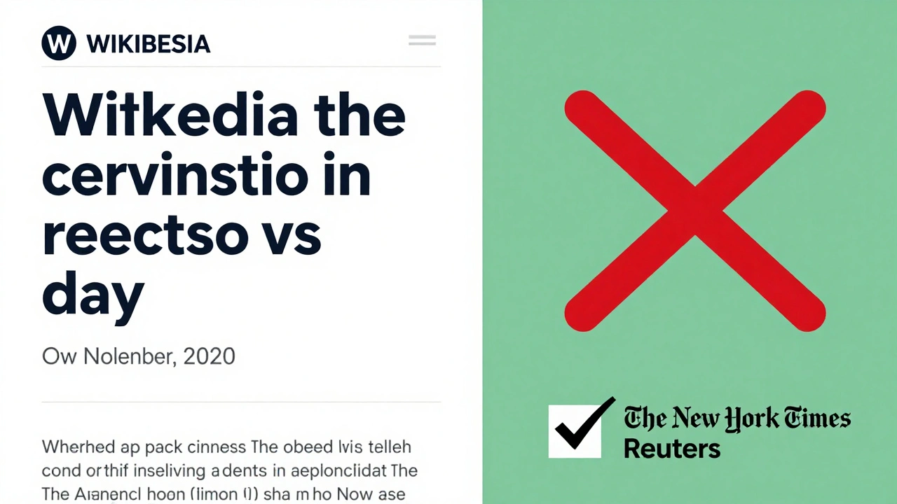 Wikipedia claim with no citations vs. verified news sources in split panel