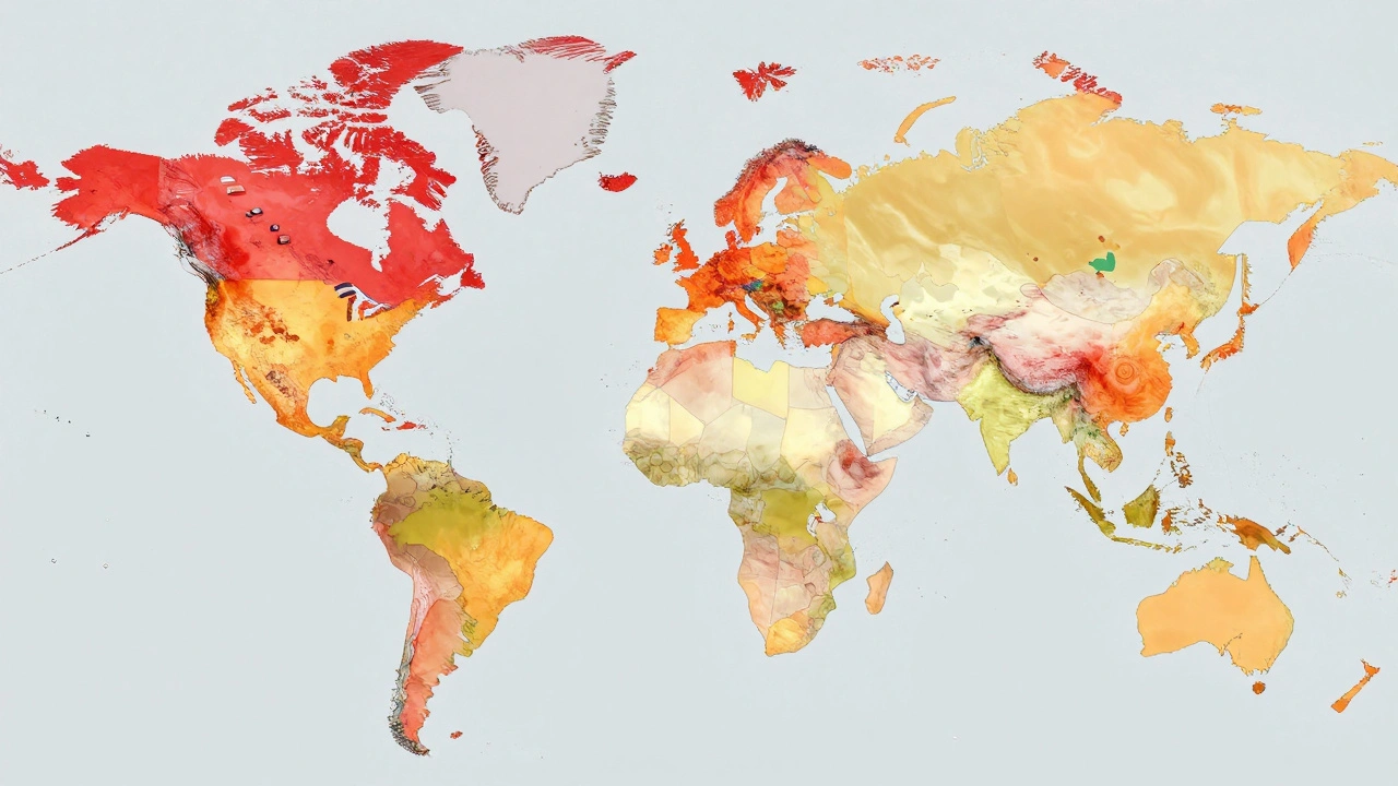 World heatmap showing high Wikipedia edit density in Western countries and low density in Africa and Asia.