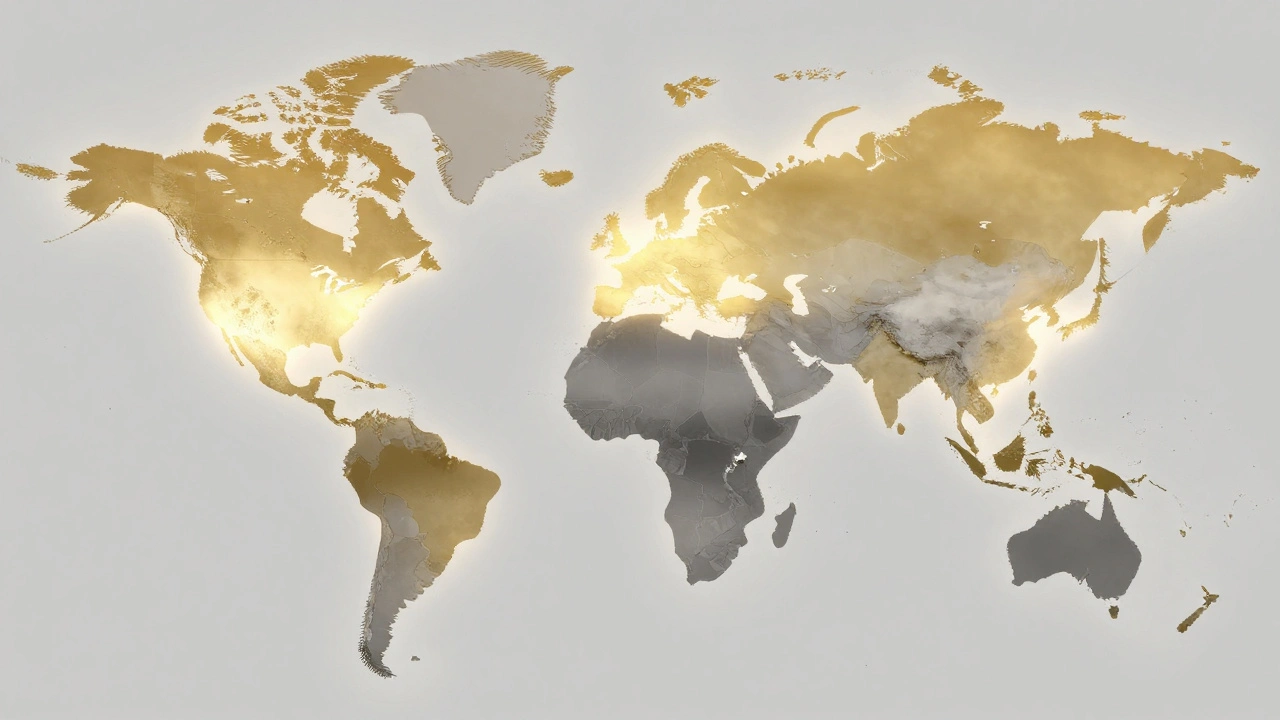 A glowing world map showing where press freedom supports detailed Wikipedia articles and where it is absent.