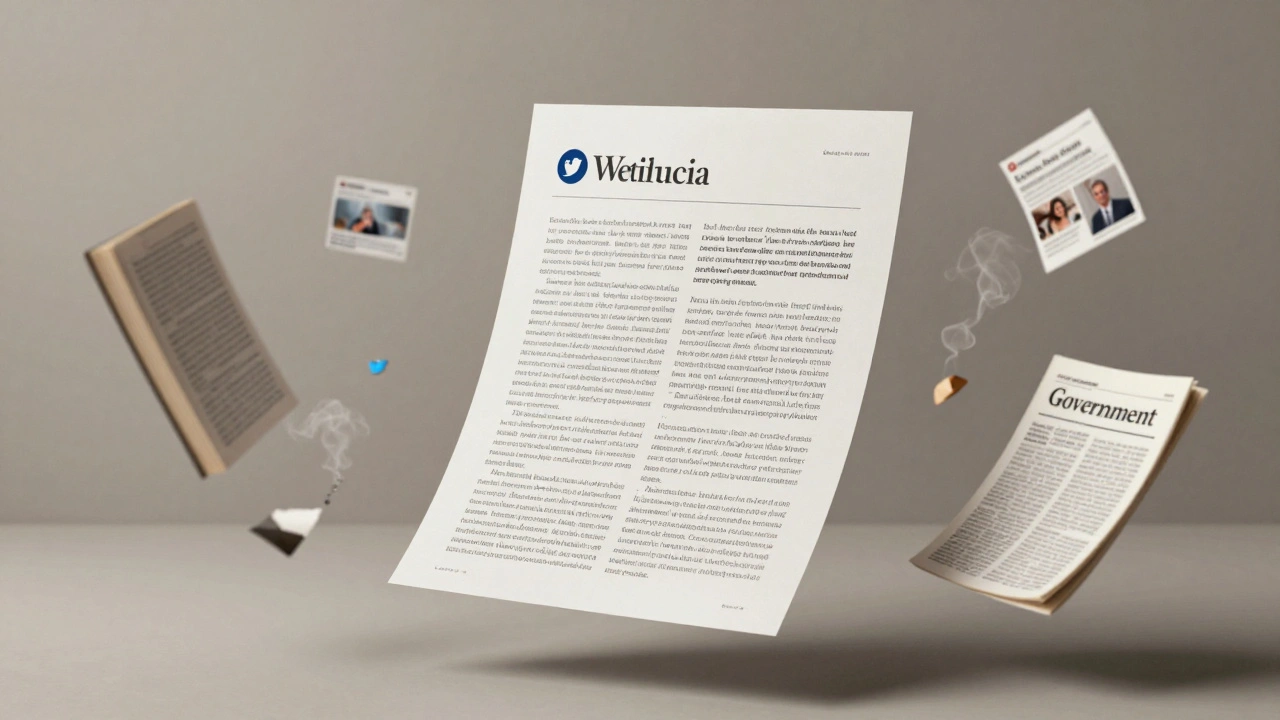 A Wikipedia article surrounded by trusted sources, while unverified claims fade away.