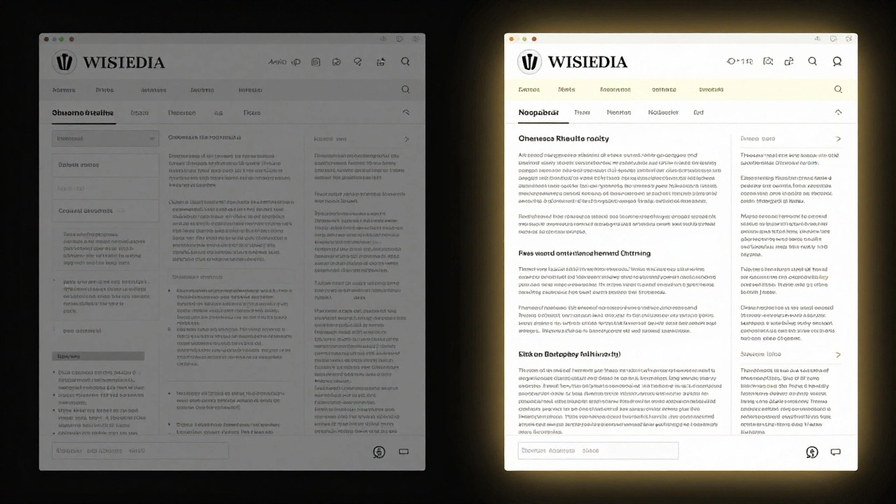 Contrasting Wikipedia pages: disorganized vs. properly structured with templates.