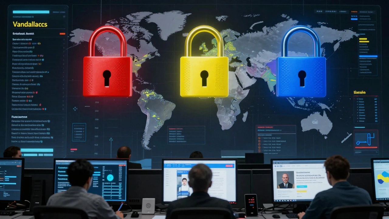 Digital command center with protection locks and real-time vandalism alerts over a global map.