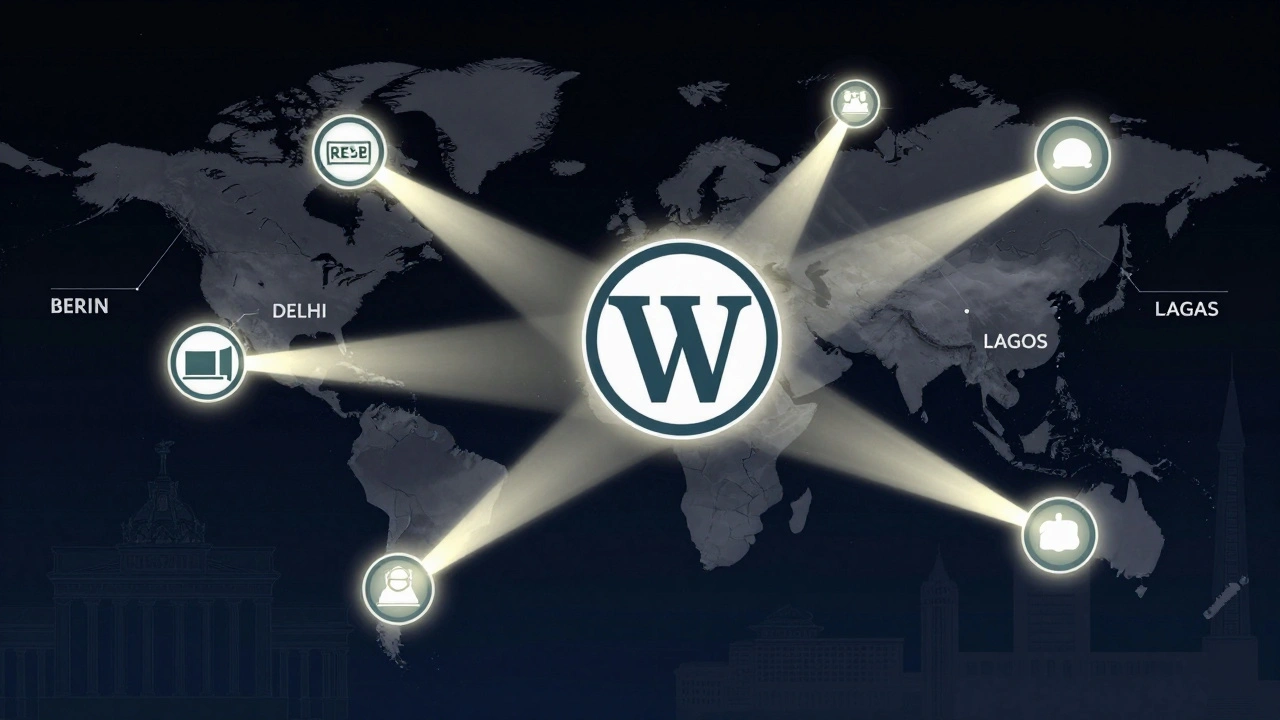 Global news network connected to Wikipedia, with some data streams corrupted by state manipulation.