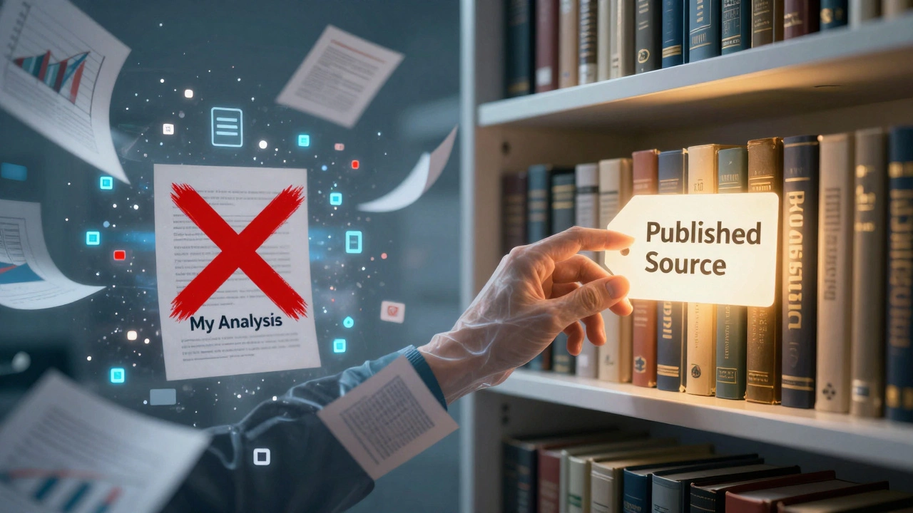 Split image: chaotic original research vs. organized published sources.
