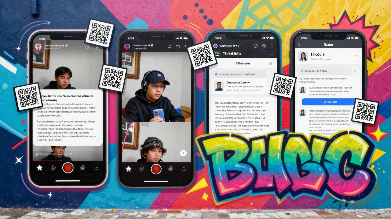 Students in Manila film TikTok-style videos to teach Wikipedia citation rules in a colorful mural setting.