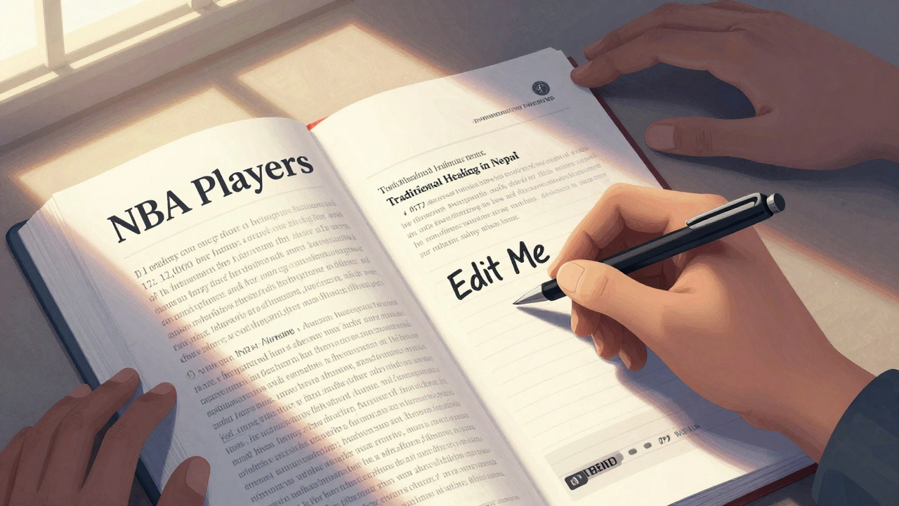 A detailed Wikipedia article on NBA players next to a tiny, neglected article on Nepalese healing traditions.