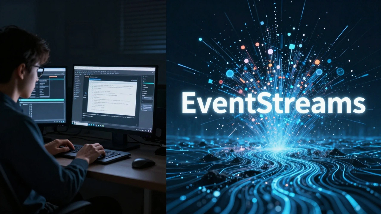 A lone editor making a Wikipedia edit, with the action transforming into a burst of data flowing into a global knowledge stream.