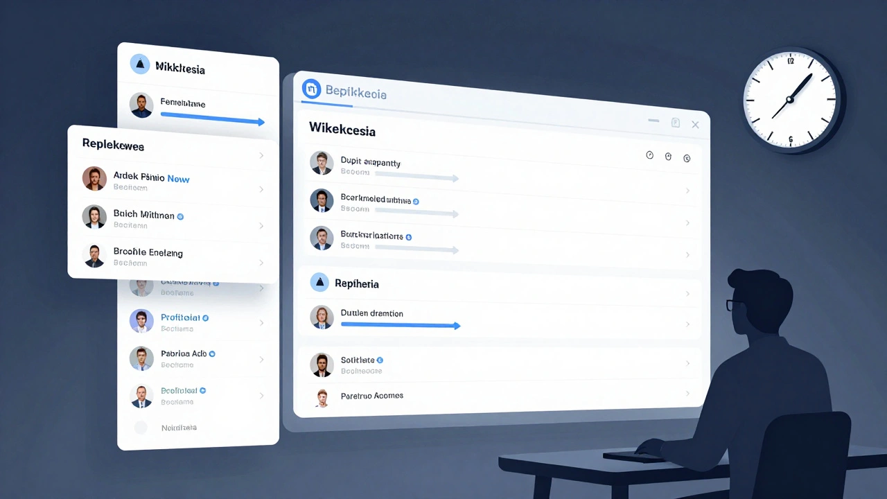 A real-time Wikipedia edit dashboard showing notifications from multiple languages, with a researcher observing the data.