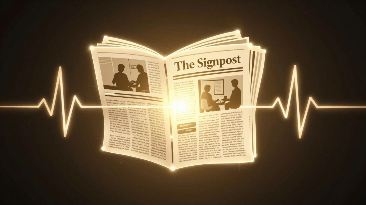 Abstract network of glowing nodes shaped like a newspaper, symbolizing Wikipedia community awareness.