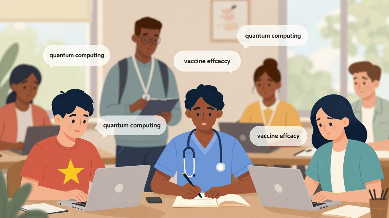 Diverse volunteers around the world using machine translation to adapt Wikipedia articles into their local languages.