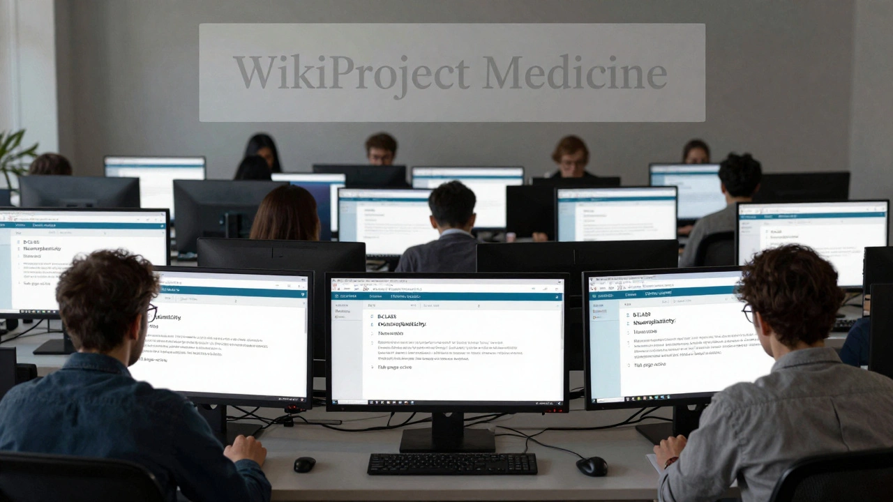 Editors in different time zones simultaneously improving a medical article with shared quality tags.