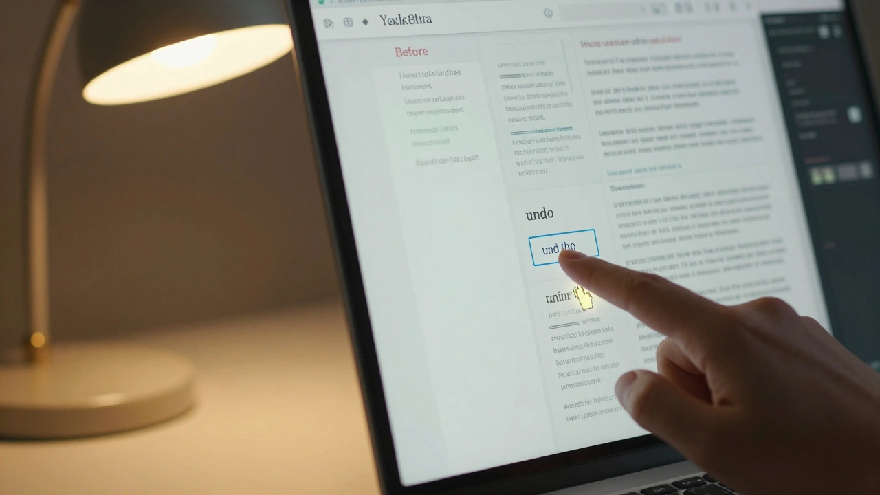 Hand clicking 'undo' button to revert vandalism on history page