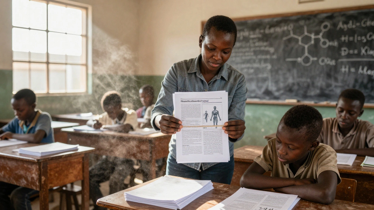 Students in South Africa study printed Wikipedia articles as their only learning materials.