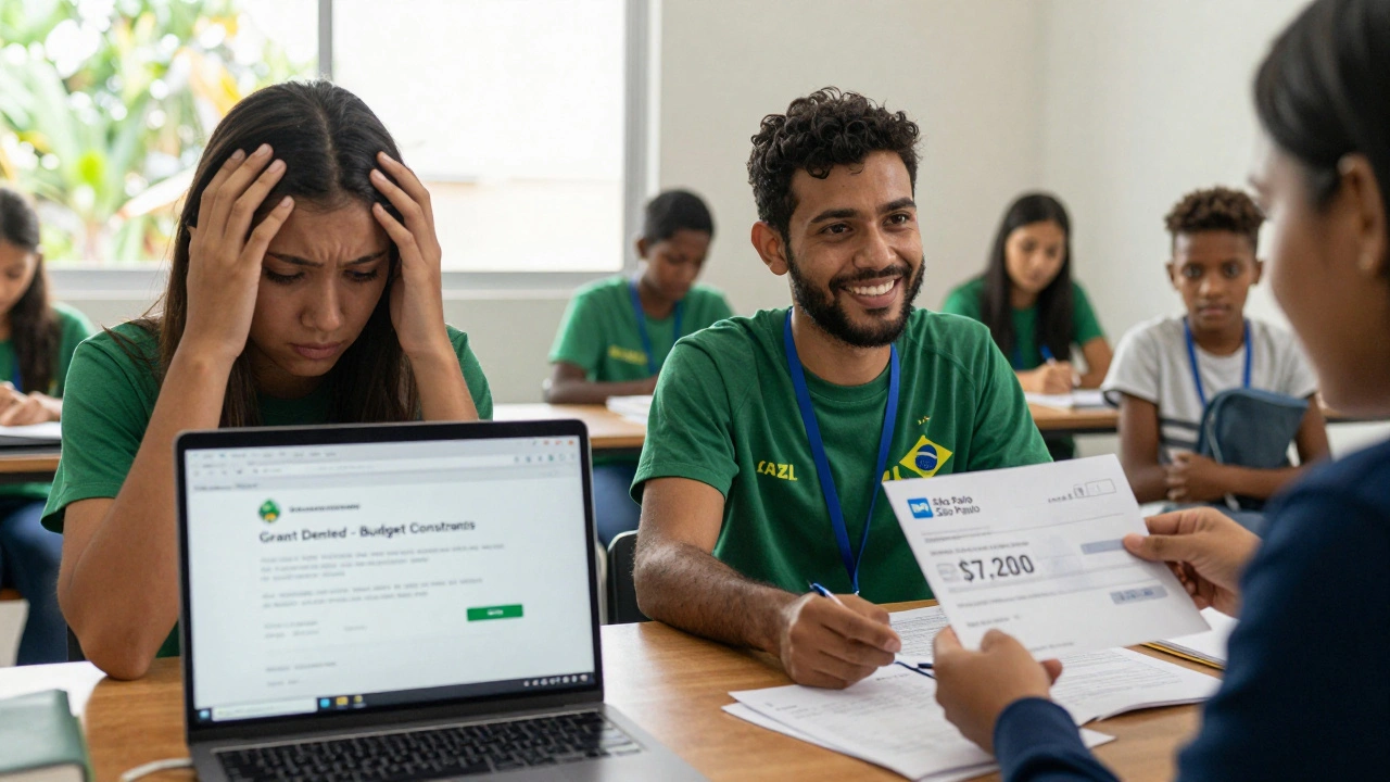 A volunteer in Brazil receives personalized grant approval from a committee member who understands their local context.