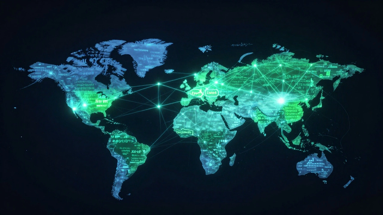 Abstract network of glowing nodes representing knowledge connections.