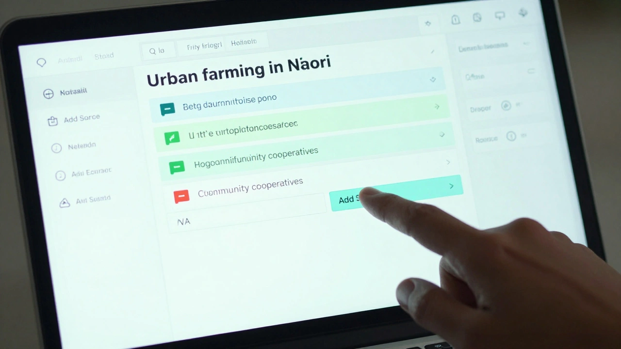 AI editing tool suggesting source additions for an urban farming article in Nairobi.