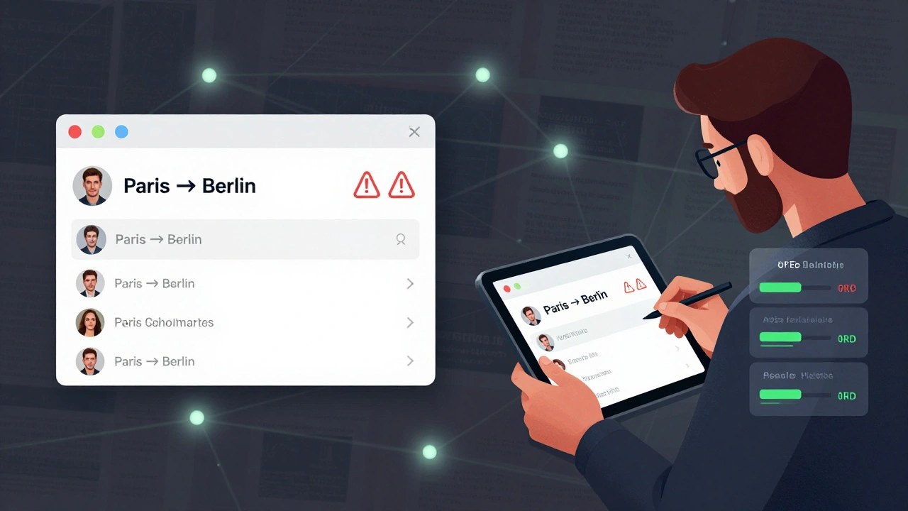 An experienced editor reviewing a suspicious Wikipedia edit with ORES risk scores displayed beside a new user's change.