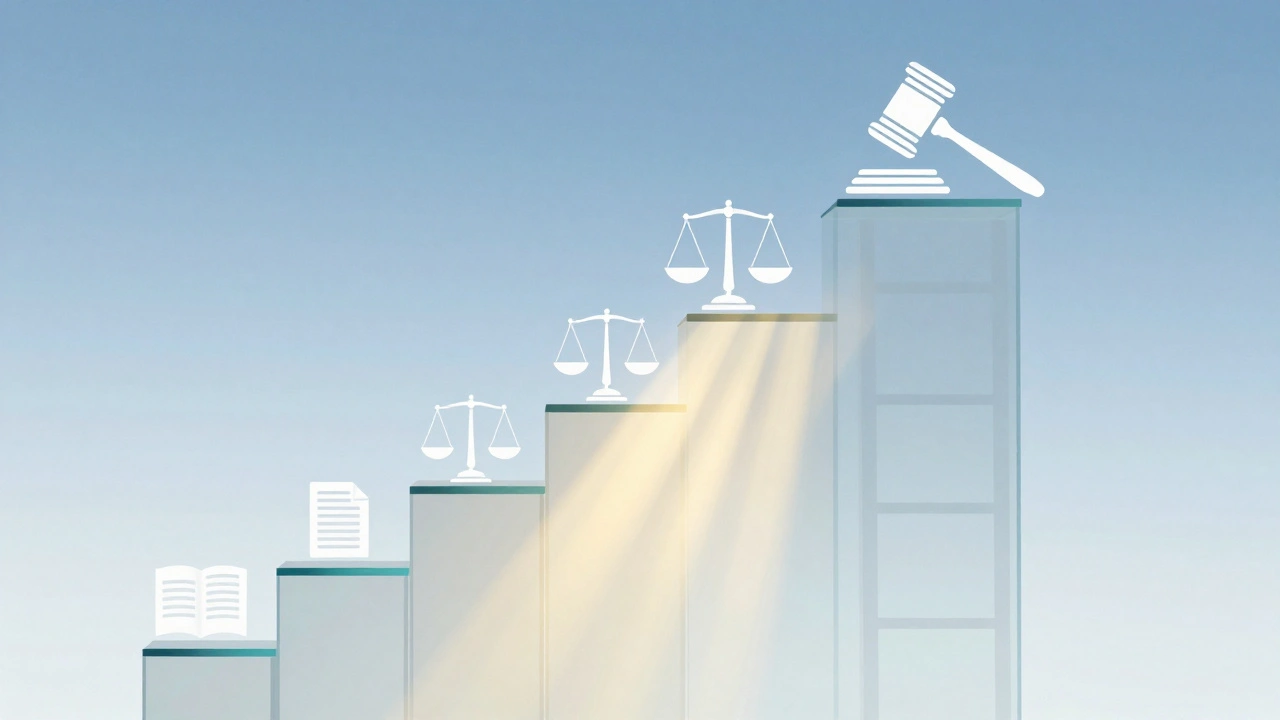 Glass ladder representing escalating dispute resolution levels