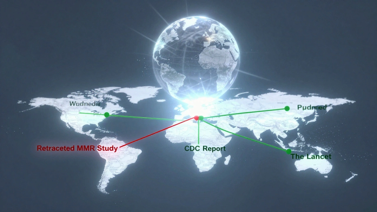 Global network of Wikipedia citations with a broken retracted link replaced by three reliable sources.