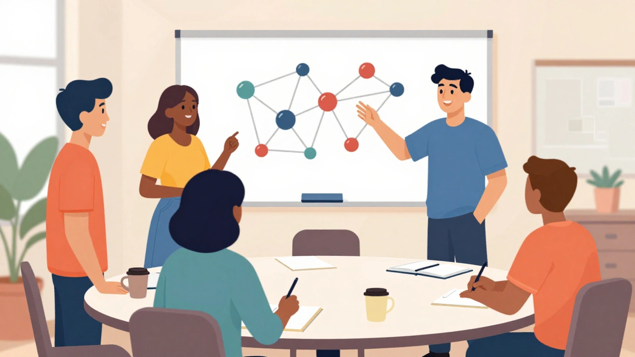 Group of students collaborating during a classroom workshop