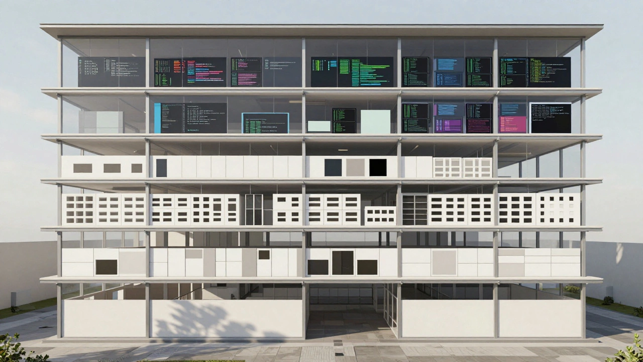 Multi-level wiki infrastructure building with transparent floors