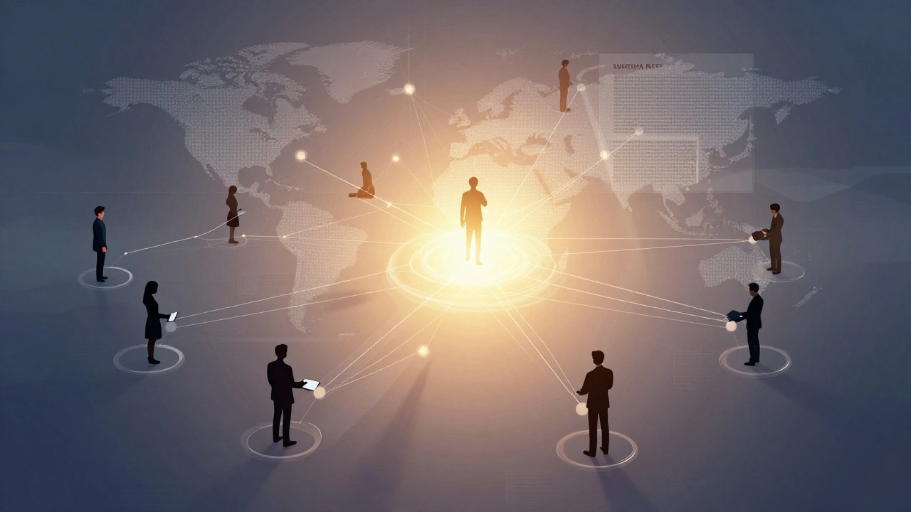 Network diagram connecting multiple verification sources to central point