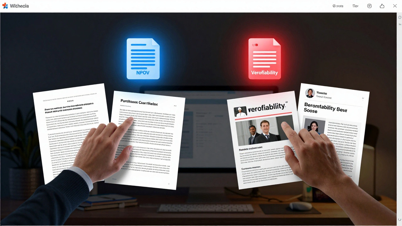 What Happens When Wikipedia Policies Conflict: NPOV vs. Verifiability Case Studies