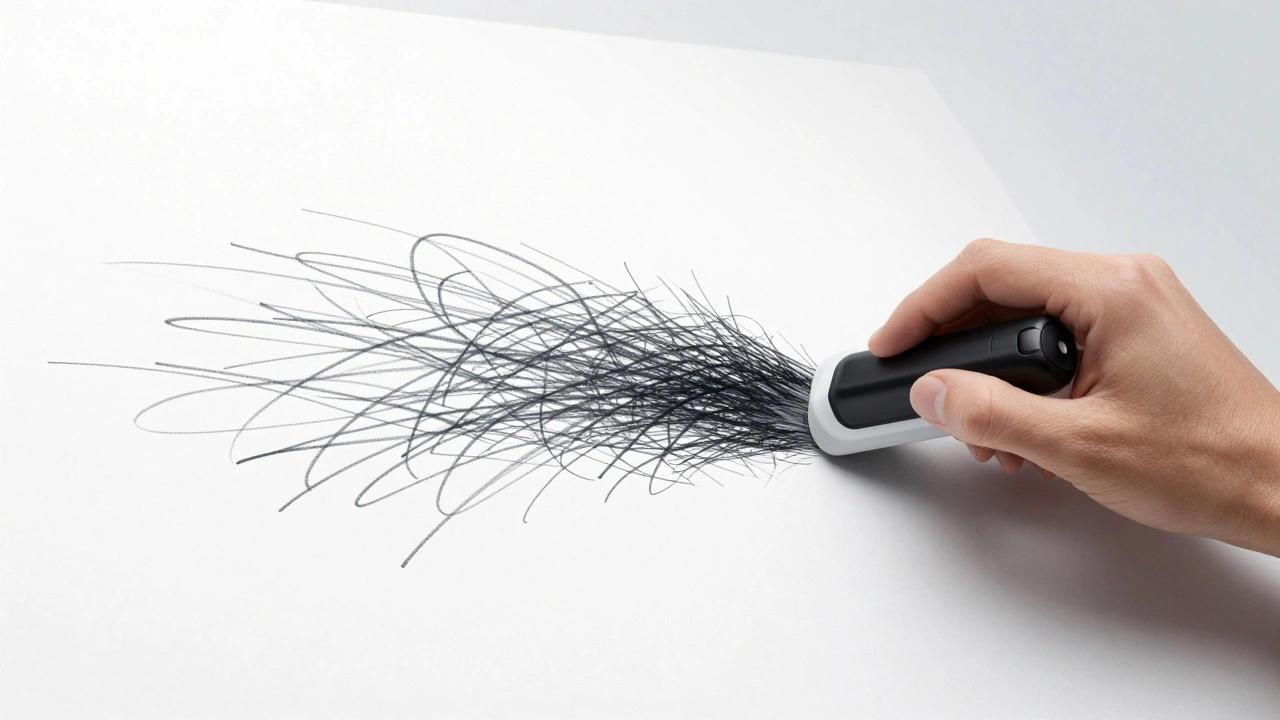 A digital eraser removing chaotic black marks from a white canvas