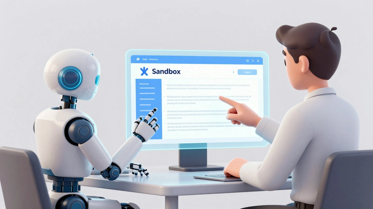 A human editor and a robot collaborating on a holographic Wikipedia page