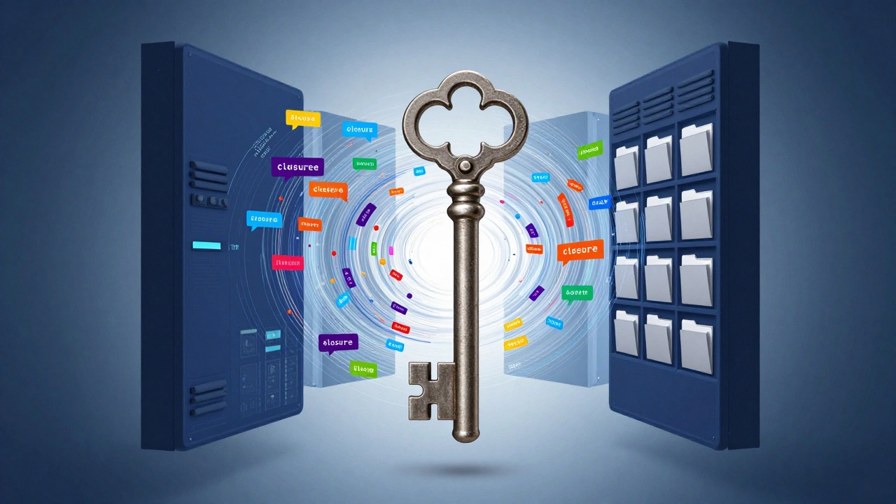 A large key locking a digital portal of swirling text to represent a final decision.