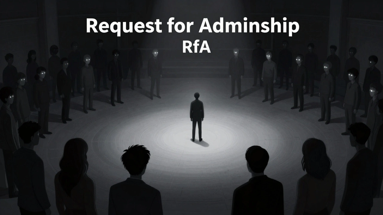 A lone person standing in a dark arena under the scrutiny of shadowy figures.