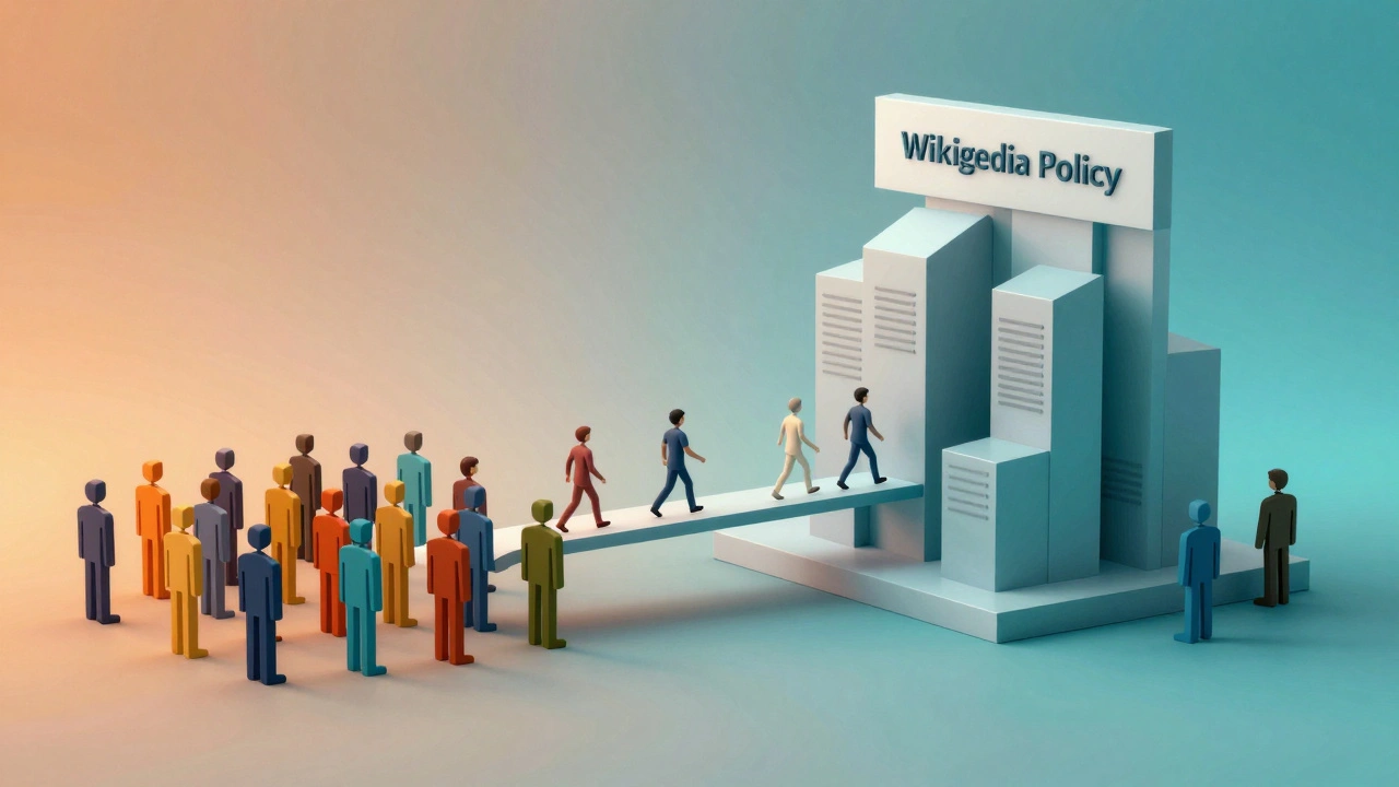 Abstract representation of global volunteers interacting with a structured crystalline policy system.