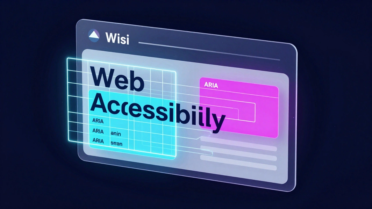 Conceptual holographic grid illustrating web accessibility and ARIA labels