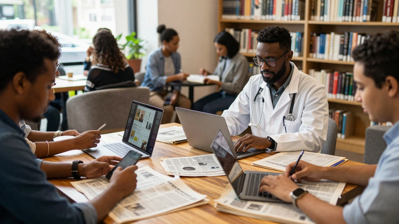 Diverse editors in Nairobi and the US collaborating on a virtual Wikipedia event.