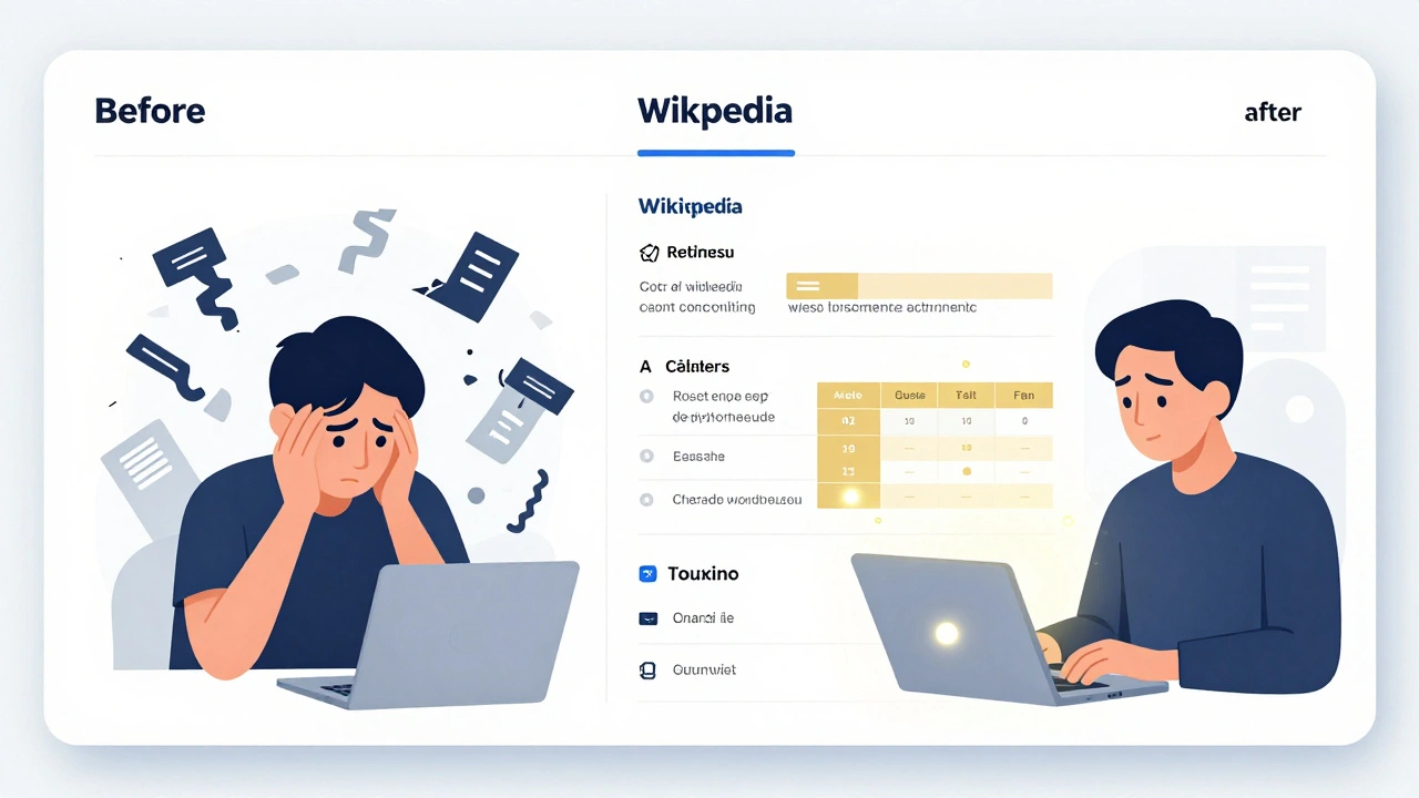 Split-screen illustration showing the shift from a messy editing process to an organized, efficient workflow.
